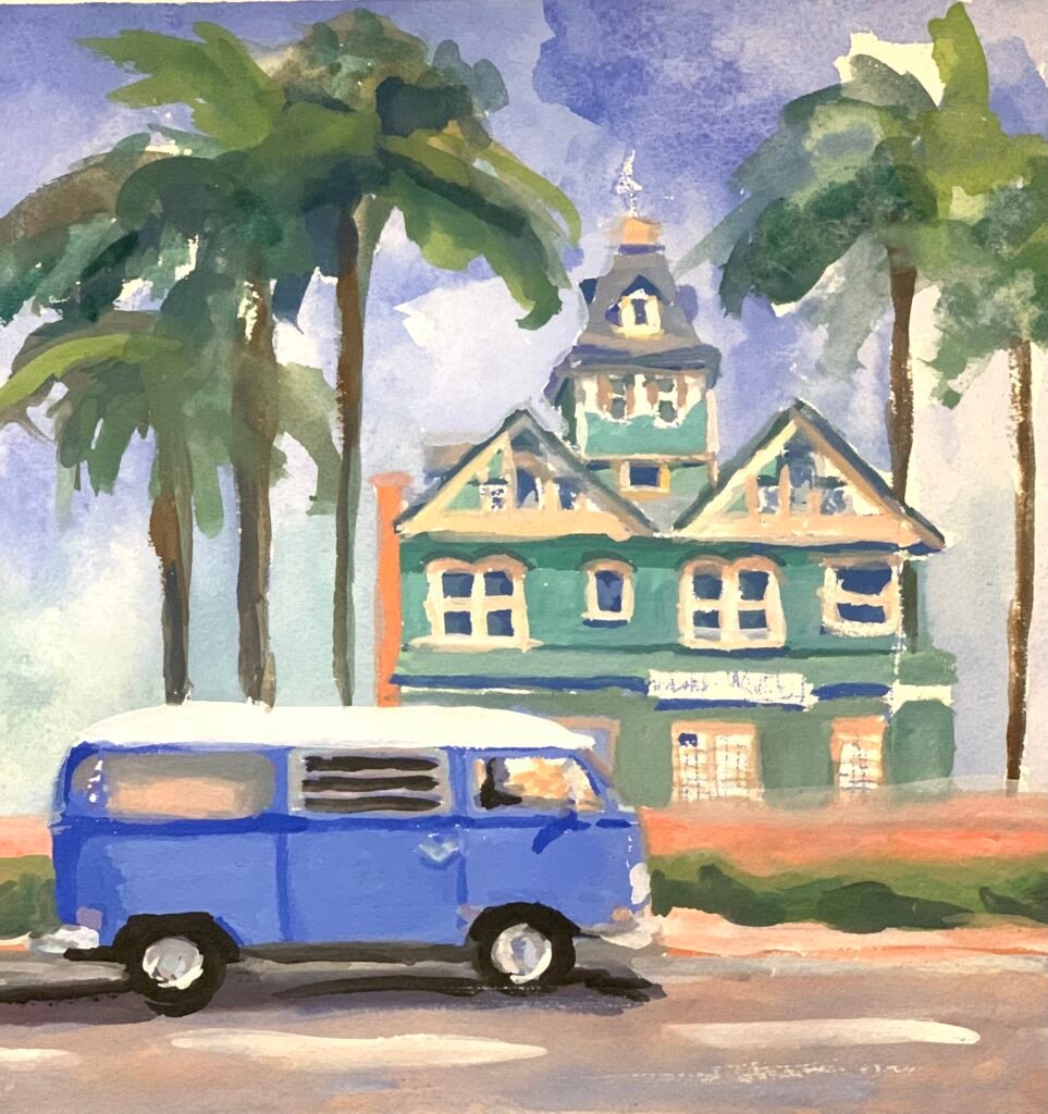 Carlsbad Village - Gouache 10x10 - Beth Goodman